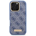 Etui Guess 4G Logo Plate MagSafe na iPhone 16 Pro - niebieskie Guess