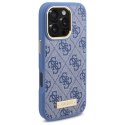 Etui Guess 4G Logo Plate MagSafe na iPhone 16 Pro - niebieskie Guess