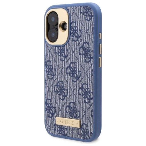 Etui Guess 4G Logo Plate MagSafe na iPhone 16 - niebieskie Guess