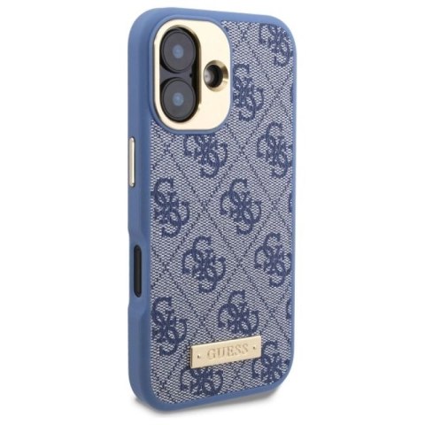 Etui Guess 4G Logo Plate MagSafe na iPhone 16 - niebieskie Guess