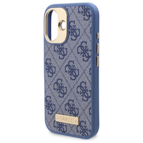 Etui Guess 4G Logo Plate MagSafe na iPhone 16 - niebieskie Guess