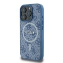 Etui Guess 4G Ring Classic Logo MagSafe na iPhone 16 Pro - niebieskie Guess