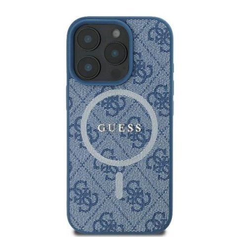 Etui Guess 4G Ring Classic Logo MagSafe na iPhone 16 Pro - niebieskie Guess