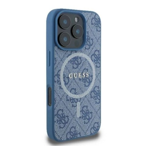 Etui Guess 4G Ring Classic Logo MagSafe na iPhone 16 Pro - niebieskie Guess