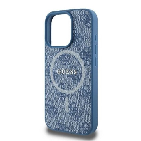 Etui Guess 4G Ring Classic Logo MagSafe na iPhone 16 Pro - niebieskie Guess
