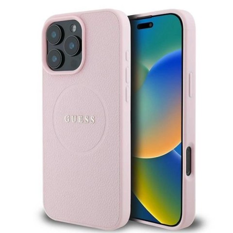 Etui Guess Grained Ring MagSafe na iPhone 16 Pro - różowe Guess