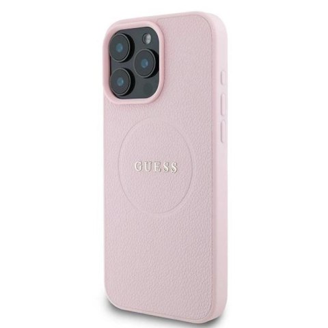 Etui Guess Grained Ring MagSafe na iPhone 16 Pro - różowe Guess