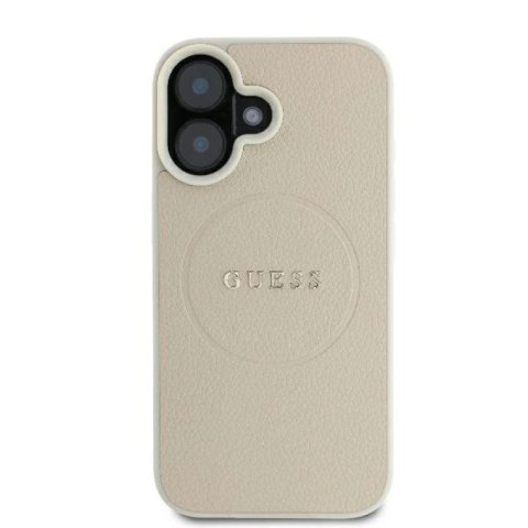Etui Guess Grained Ring MagSafe na iPhone 16 - beżowe Guess