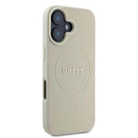 Etui Guess Grained Ring MagSafe na iPhone 16 - beżowe Guess