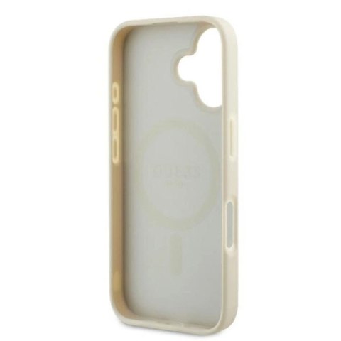 Etui Guess Grained Ring MagSafe na iPhone 16 - beżowe Guess