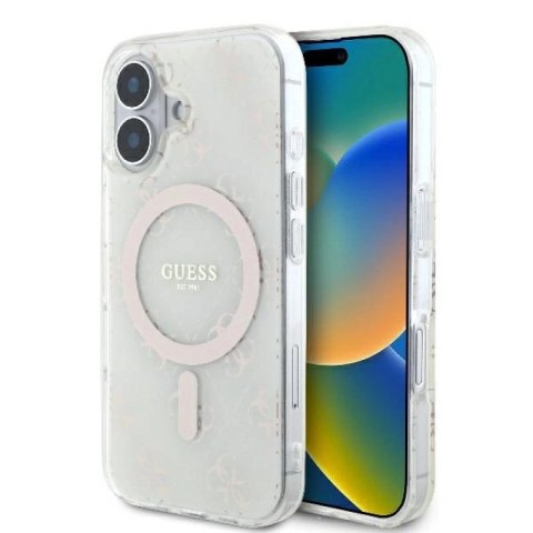 Etui Guess IML 4G Background MagSafe na iPhone 16 Plus - białe Guess