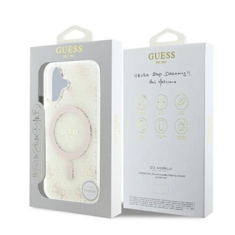 Etui Guess IML 4G Background MagSafe na iPhone 16 Plus - białe Guess