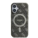 Etui Guess IML 4G Background MagSafe na iPhone 16 Plus - brązowe Guess