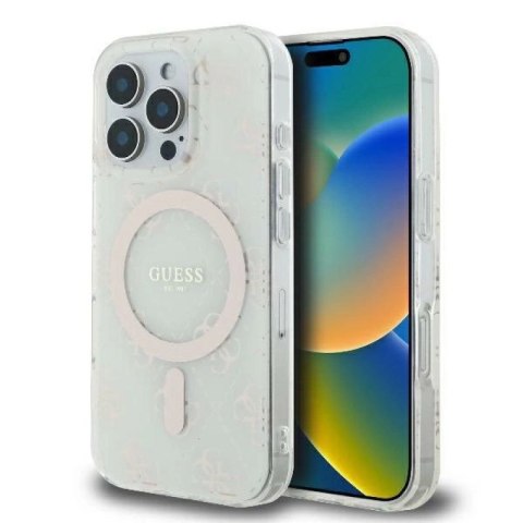 Etui Guess IML 4G Background MagSafe na iPhone 16 Pro - białe Guess