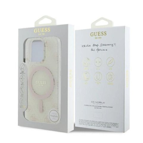 Etui Guess IML 4G Background MagSafe na iPhone 16 Pro - białe Guess