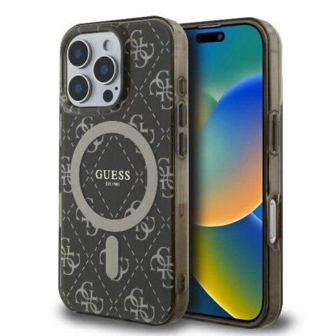 Etui Guess IML 4G Background MagSafe na iPhone 16 Pro - brązowe Guess