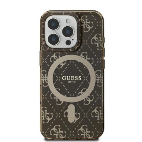 Etui Guess IML 4G Background MagSafe na iPhone 16 Pro - brązowe Guess