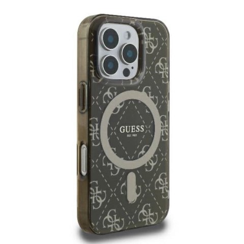 Etui Guess IML 4G Background MagSafe na iPhone 16 Pro - brązowe Guess