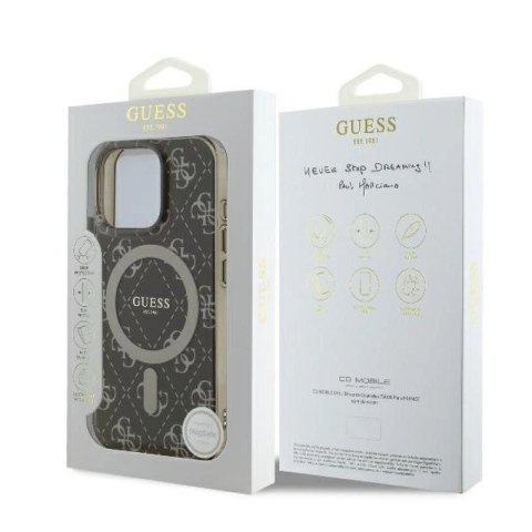 Etui Guess IML 4G Background MagSafe na iPhone 16 Pro - brązowe Guess