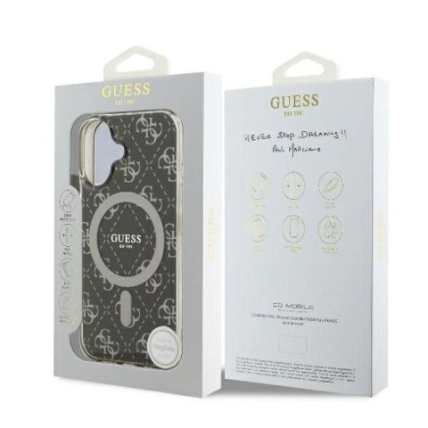 Etui Guess IML 4G Background MagSafe na iPhone 16 - brązowe Guess
