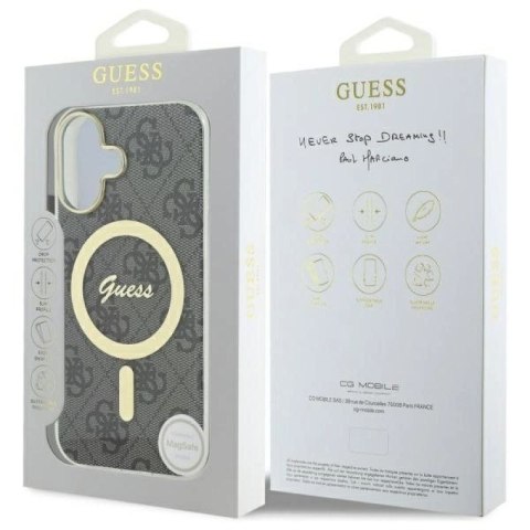 Etui Guess IML 4G MagSafe na iPhone 16 - czarne Guess