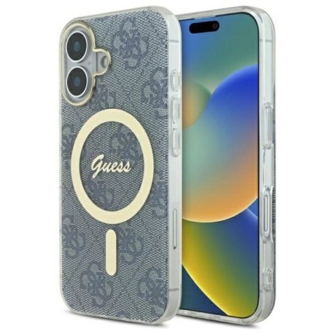 Etui Guess IML 4G MagSafe na iPhone 16 - niebieskie Guess