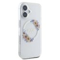 Etui Guess IML Flowers Wreath MagSafe na iPhone 16 Plus - przezroczyste Guess