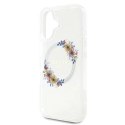 Etui Guess IML Flowers Wreath MagSafe na iPhone 16 Plus - przezroczyste Guess