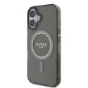 Etui Guess IML Glitter Circle MagSafe na iPhone 16 - czarne Guess