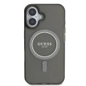 Etui Guess IML Glitter Circle MagSafe na iPhone 16 - czarne Guess