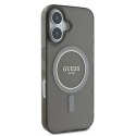 Etui Guess IML Glitter Circle MagSafe na iPhone 16 - czarne Guess