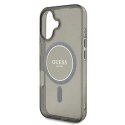 Etui Guess IML Glitter Circle MagSafe na iPhone 16 - czarne Guess