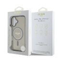 Etui Guess IML Glitter Circle MagSafe na iPhone 16 - czarne Guess