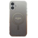 Etui Guess IML Glitter Gradient MagSafe na iPhone 16 Plus - brązowe Guess