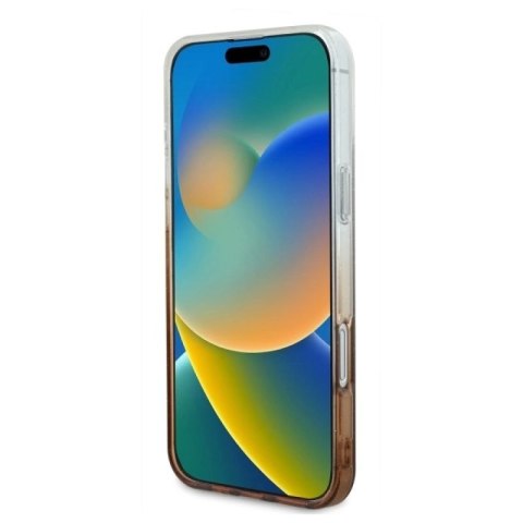 Etui Guess IML Glitter Gradient MagSafe na iPhone 16 Plus - brązowe Guess