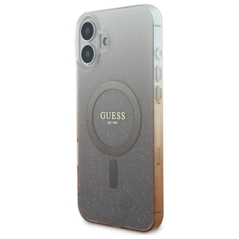 Etui Guess IML Glitter Gradient MagSafe na iPhone 16 - brązowe Guess