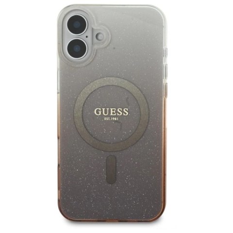 Etui Guess IML Glitter Gradient MagSafe na iPhone 16 - brązowe Guess