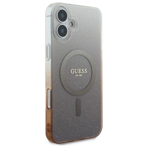 Etui Guess IML Glitter Gradient MagSafe na iPhone 16 - brązowe Guess
