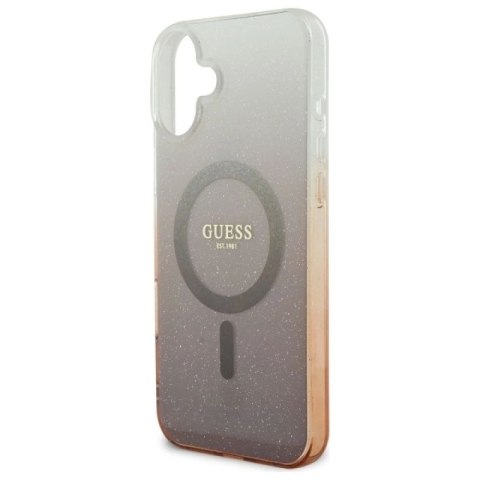 Etui Guess IML Glitter Gradient MagSafe na iPhone 16 - brązowe Guess
