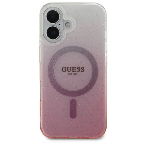 Etui Guess IML Glitter Gradient MagSafe na iPhone 16 - różowe Guess