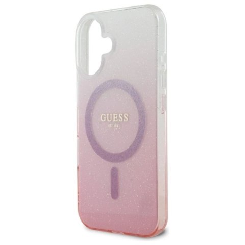 Etui Guess IML Glitter Gradient MagSafe na iPhone 16 - różowe Guess