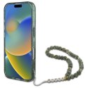 Etui Guess IML Glitter With Pearl Strap MagSafe na iPhone 16 Plus - zielone Guess
