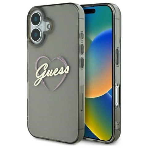 Etui Guess IML Heart na iPhone 16 Plus - czarne Guess