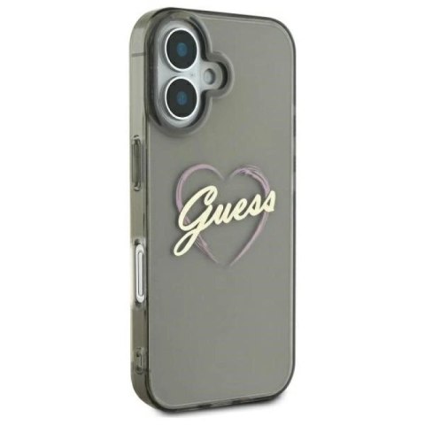 Etui Guess IML Heart na iPhone 16 Plus - czarne Guess