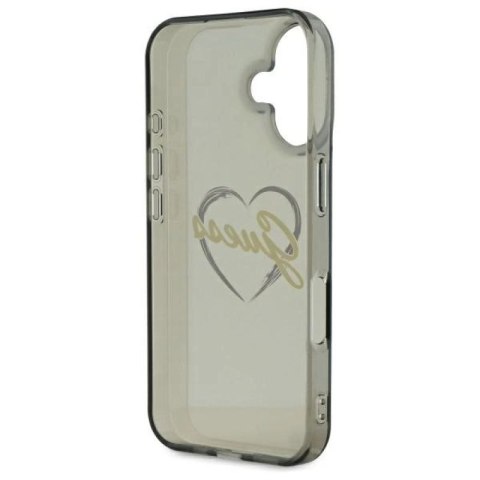 Etui Guess IML Heart na iPhone 16 Plus - czarne Guess