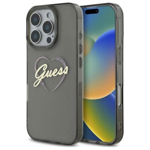 Etui Guess IML Heart na iPhone 16 Pro - czarne Guess