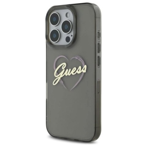 Etui Guess IML Heart na iPhone 16 Pro - czarne Guess