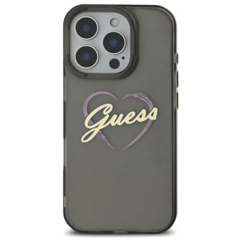 Etui Guess IML Heart na iPhone 16 Pro - czarne Guess
