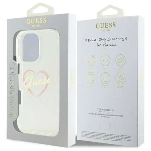 Etui Guess IML Heart na iPhone 16 Pro - przezroczyste Guess