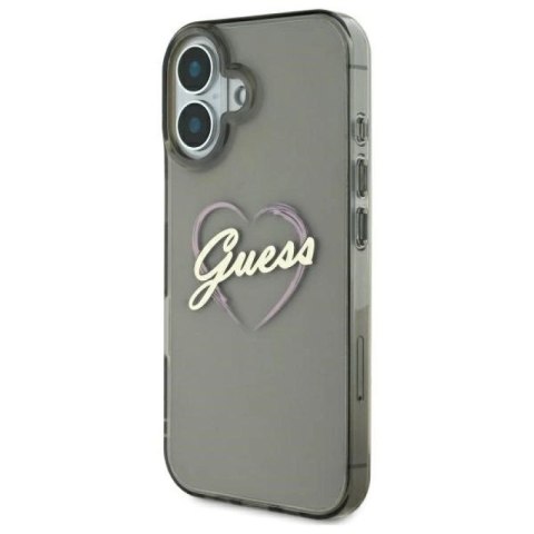 Etui Guess IML Heart na iPhone 16 - czarne Guess